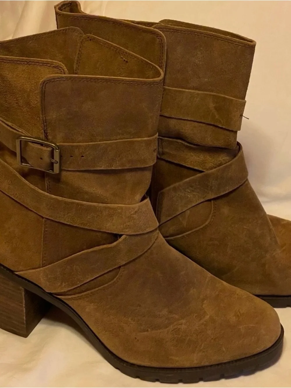 Women's Clarke Brown Suede Ankle Boots with Moto Strap-9